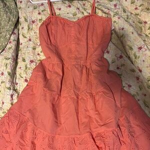 Coral Eyelet Summer Dress